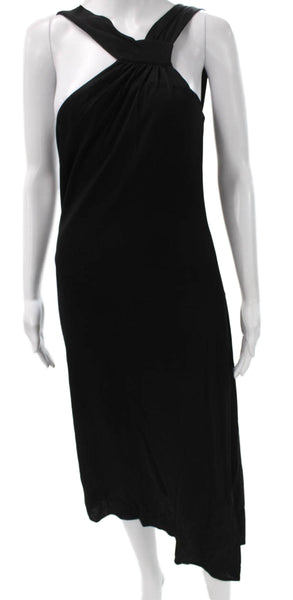 BCBGMAXAZRIA Women Maxi Dress Black Halter Sleeveless Rayon Long Size M