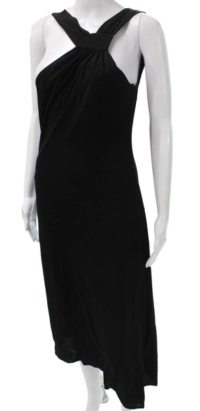 BCBGMAXAZRIA Women Maxi Dress Black Halter Sleeveless Rayon Long Size M