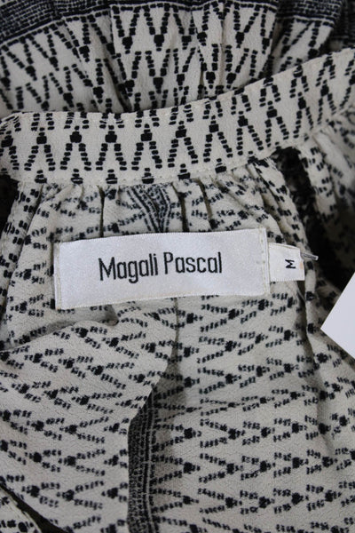 Magali Pascal Womens Shift Dress Beige V-Neck Half Sleeve Geometric Rayon Size M