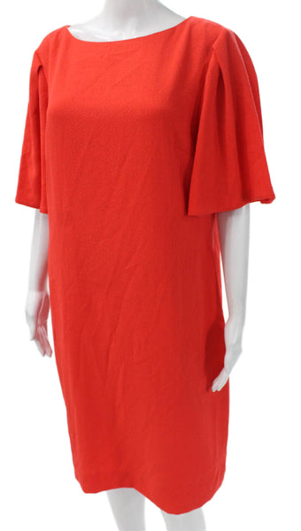 Alex Marie Womens Shift Dress Red Boat Neck Short Sleeve Knee Length Size 12