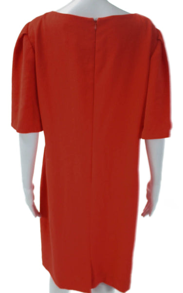 Alex Marie Womens Shift Dress Red Boat Neck Short Sleeve Knee Length Size 12