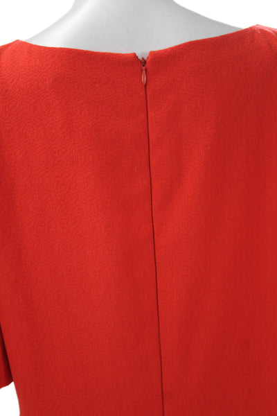 Alex Marie Womens Shift Dress Red Boat Neck Short Sleeve Knee Length Size 12