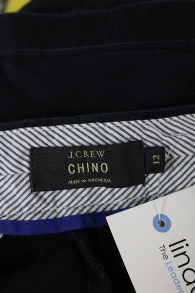 J Crew Women Blue Cotton Chino Shorts Size 12