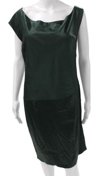 Club Monaco Womens Green Cowl Neck Sheath Dress Short Sleeve Mid Calf Size 10