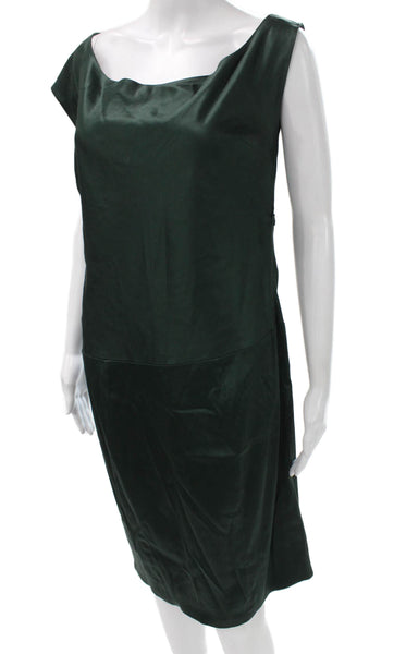 Club Monaco Womens Green Cowl Neck Sheath Dress Short Sleeve Mid Calf Size 10