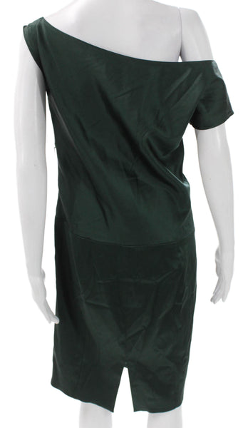 Club Monaco Womens Green Cowl Neck Sheath Dress Short Sleeve Mid Calf Size 10