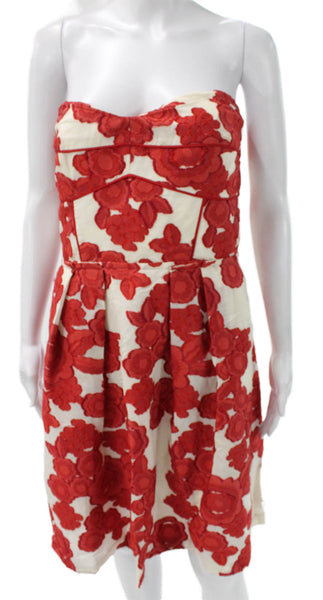 Cynthia Cynthia Steffe Womens Fit & Flare Red Floral Sweetheart Dress Size 12