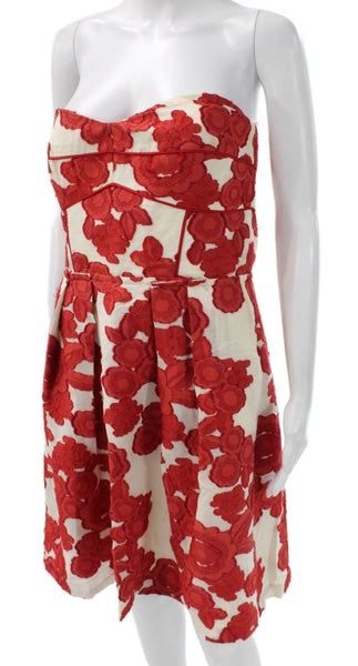 Cynthia Cynthia Steffe Womens Fit & Flare Red Floral Sweetheart Dress Size 12