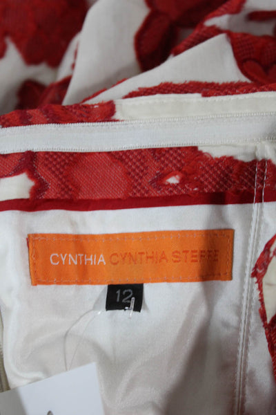 Cynthia Cynthia Steffe Womens Fit & Flare Red Floral Sweetheart Dress Size 12