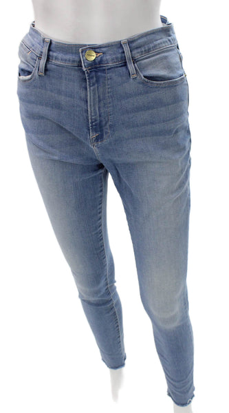 Frame Womens Skinny Blue Mid Rise Cotton Blend Jeans Size 29