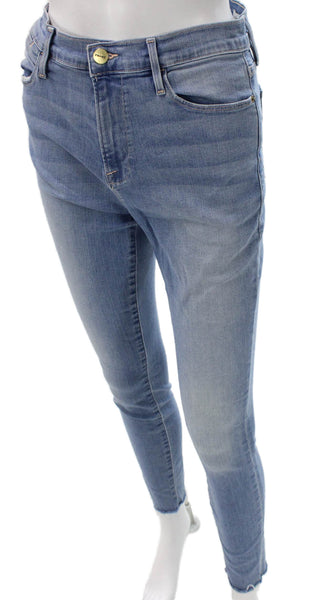 Frame Womens Skinny Blue Mid Rise Cotton Blend Jeans Size 29