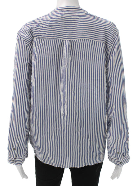 Joie Women Shirt Blue Striped Long Sleeve Collared Button Size L