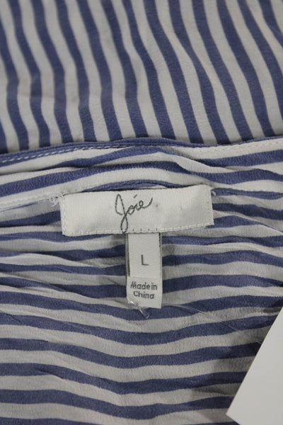 Joie Women Shirt Blue Striped Long Sleeve Collared Button Size L