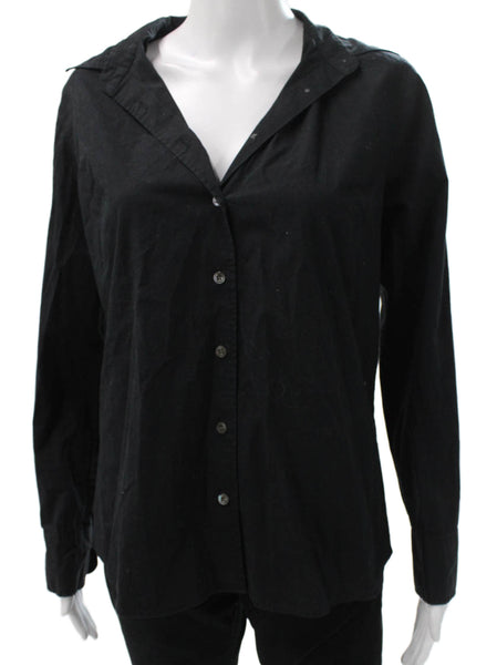 J Crew Womens Black Collared Long Sleeve Button Up Shirt Size M