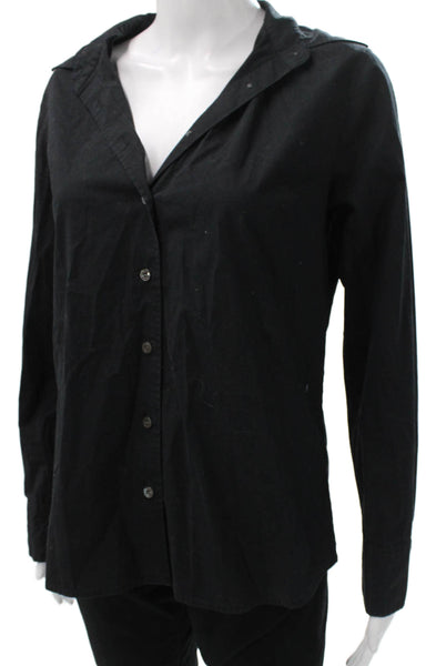 J Crew Womens Black Collared Long Sleeve Button Up Shirt Size M