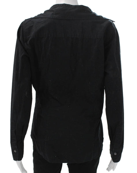 J Crew Womens Black Collared Long Sleeve Button Up Shirt Size M