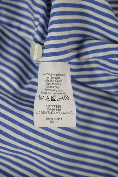 J Crew Womens Blue Striped Cotton Collared Button-Up Long Sleeve Top Size L