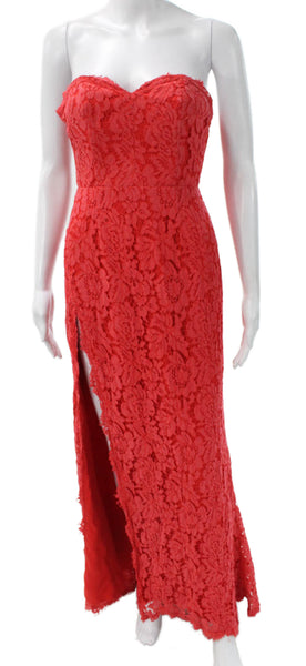 Fame and Partners Womens Maxi Dress Red Floral Sweetheart Sleeveless Size 2