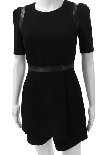 Milly Women Playsuit Black Round Neck Short Sleeve Zip Size 0
