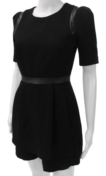 Milly Women Playsuit Black Round Neck Short Sleeve Zip Size 0