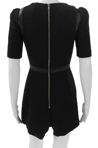 Milly Women Playsuit Black Round Neck Short Sleeve Zip Size 0