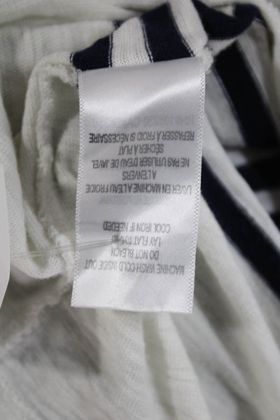 Joie Women T-Shirt Dress White Striped Cotton Short Sleeve Knee Length Size XS