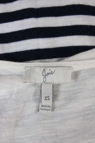 Joie Women T-Shirt Dress White Striped Cotton Short Sleeve Knee Length Size XS