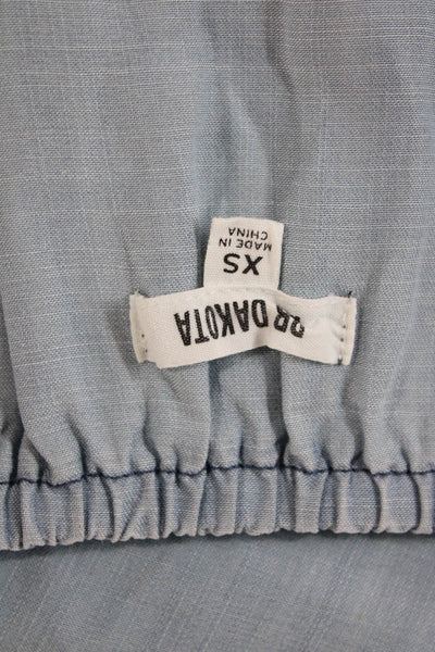 BB Dakota Womens Off Shoulder Blue Shift Dress Short Sleeve Knee Length Size XS