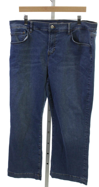 Elliott Lauren Womens High Rise Wide Leg Jeans Blue Cotton Blend Size 16