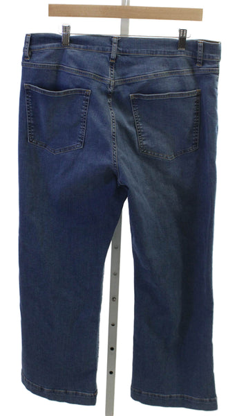Elliott Lauren Womens High Rise Wide Leg Jeans Blue Cotton Blend Size 16