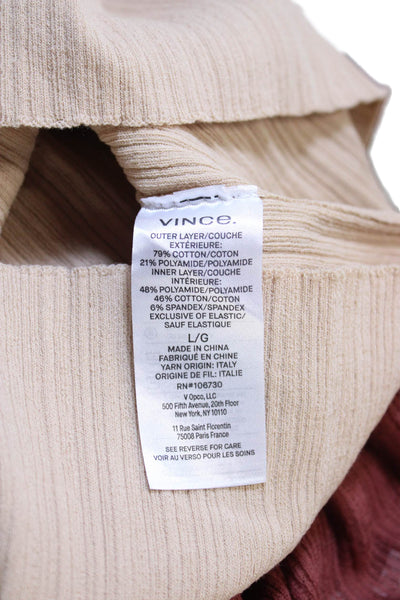 Vince Womens Basic Cotton Crew Neck T Shirt Brown 3/4 Sleeve Size L