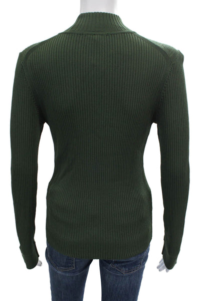 Tara Jarmon Women Striped Mock Neck Pullover Long Sleeve Green Size L