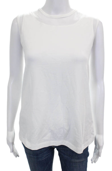 Anatomie Womens Basic Pima Cotton Sleeveless Round Neck Tank White Size L