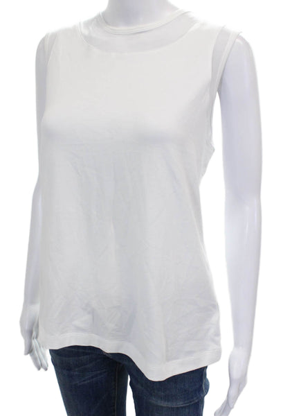 Anatomie Womens Basic Pima Cotton Sleeveless Round Neck Tank White Size L