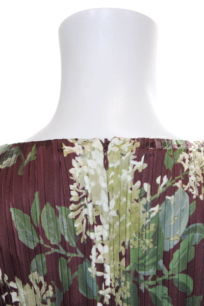 Vince Womens Floral Round Neck Long Sleeve Blouse Multicolor Zip Size L