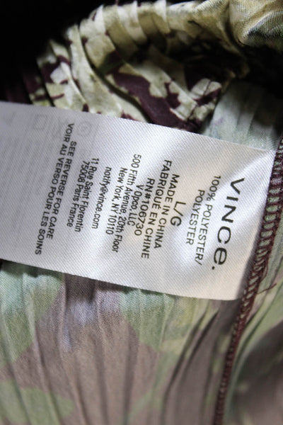 Vince Womens Floral Round Neck Long Sleeve Blouse Multicolor Zip Size L