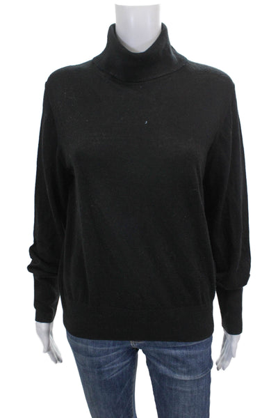 Margaret OLeary Womens Merino Wool Turtleneck Pullover Black Size L