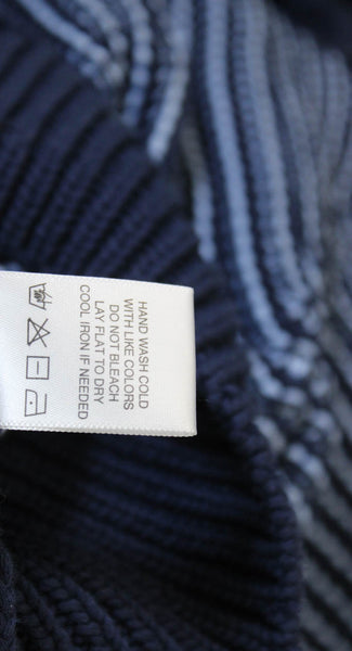 Michael Stars Women Blue Striped Cotton Collared Basic Polo 3/4 Sleeve Size L