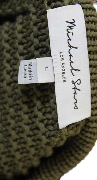 Michael Stars Women Cardigan Green Cotton Round Neck Long Sleeve Size L