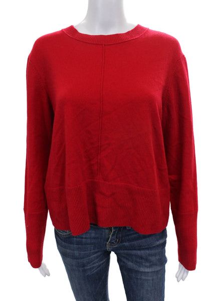 Kinross Cashmere Women Red Crewneck Pullover Long Sleeve Size L