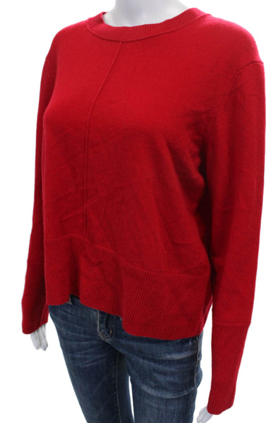 Kinross Cashmere Women Red Crewneck Pullover Long Sleeve Size L