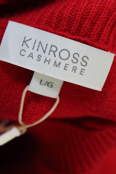 Kinross Cashmere Women Red Crewneck Pullover Long Sleeve Size L