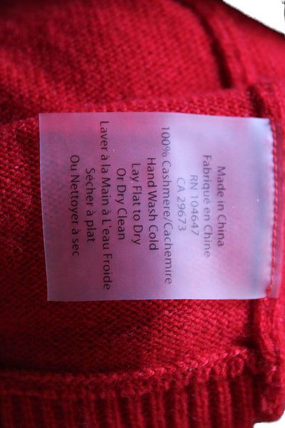 Kinross Cashmere Women Red Crewneck Pullover Long Sleeve Size L