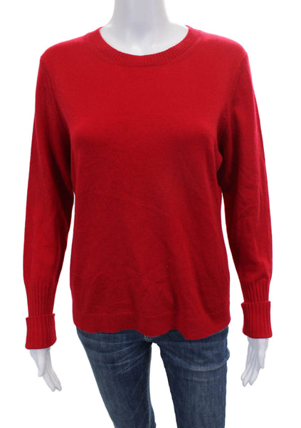 Kinross Cashmere Womens Red Crewneck Pullover Sweater Size L