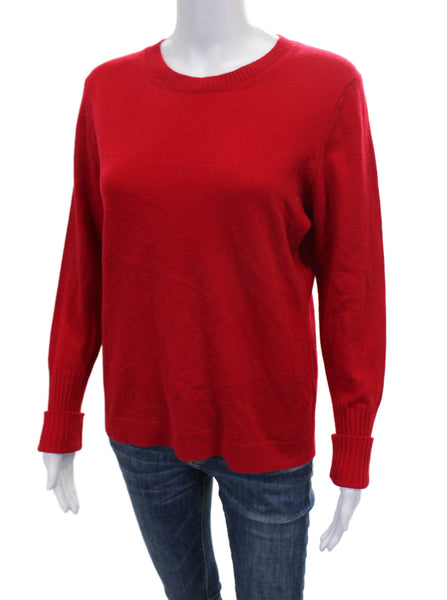 Kinross Cashmere Womens Red Crewneck Pullover Sweater Size L