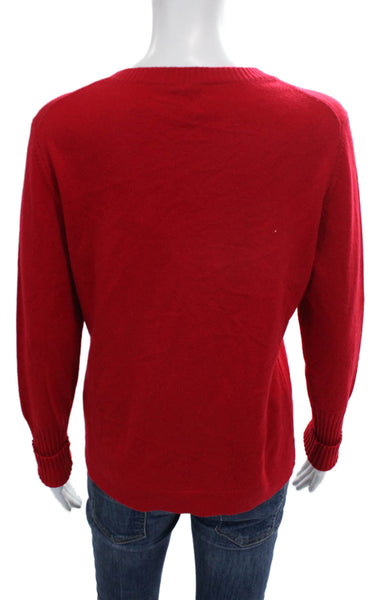 Kinross Cashmere Womens Red Crewneck Pullover Sweater Size L