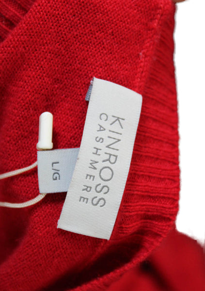 Kinross Cashmere Womens Red Crewneck Pullover Sweater Size L