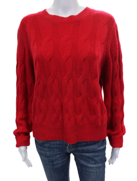 Kinross Cashmere Women Pullover Sweater Red Crewneck Long Sleeve Size L
