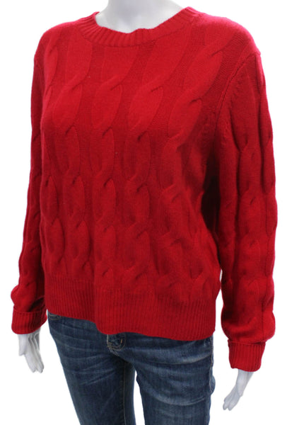 Kinross Cashmere Women Pullover Sweater Red Crewneck Long Sleeve Size L