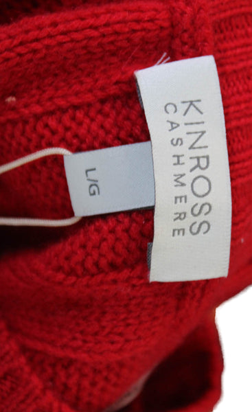 Kinross Cashmere Women Pullover Sweater Red Crewneck Long Sleeve Size L